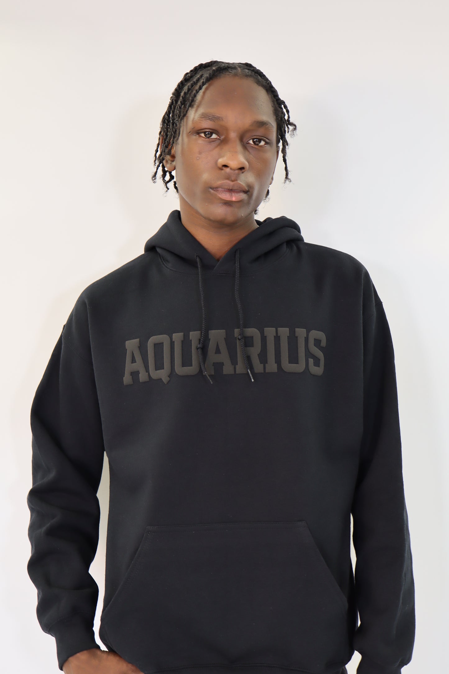 Black Zodiac Puff Print Hoodie