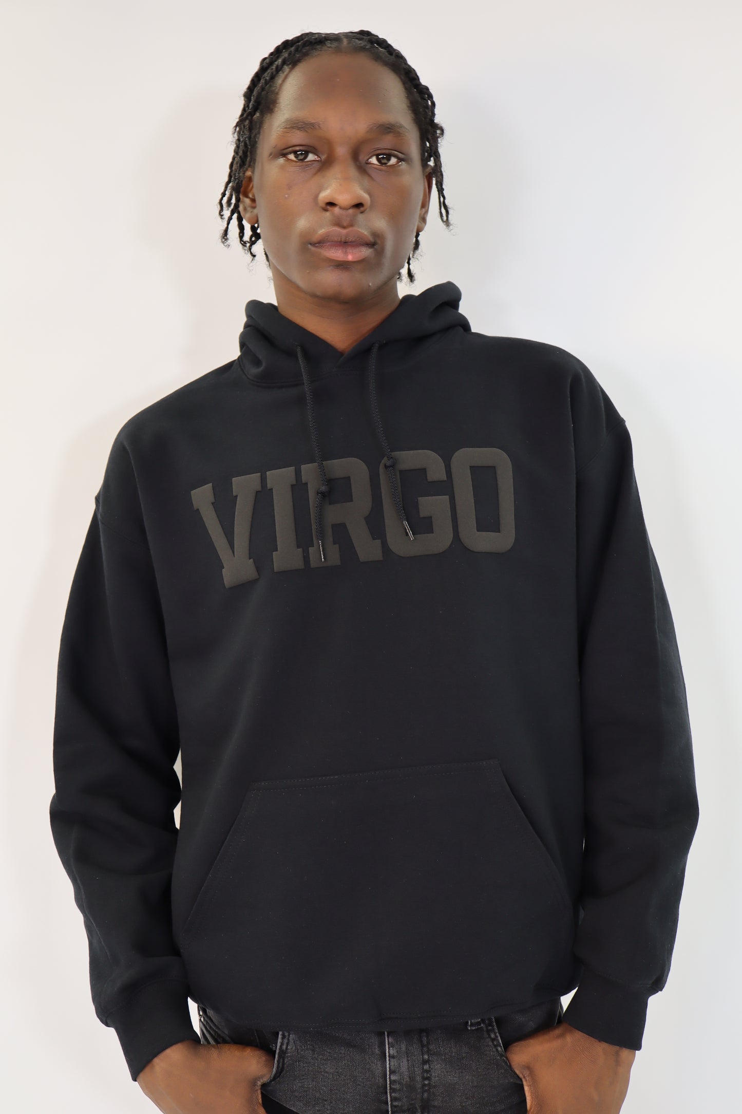 Black Zodiac Puff Print Hoodie