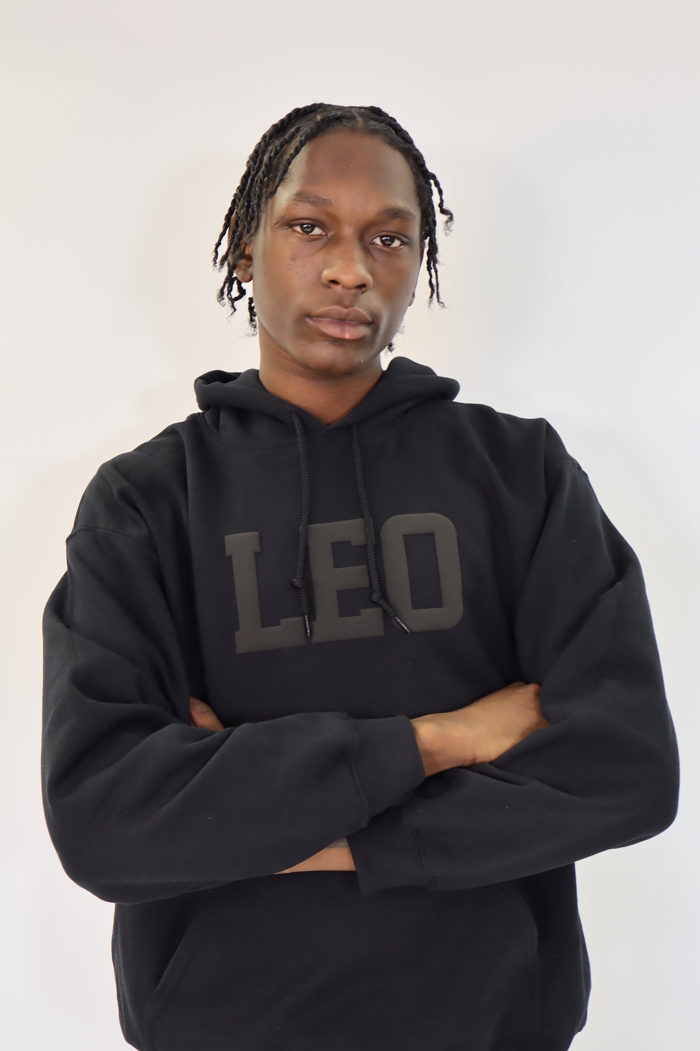 Black Zodiac Puff Print Hoodie