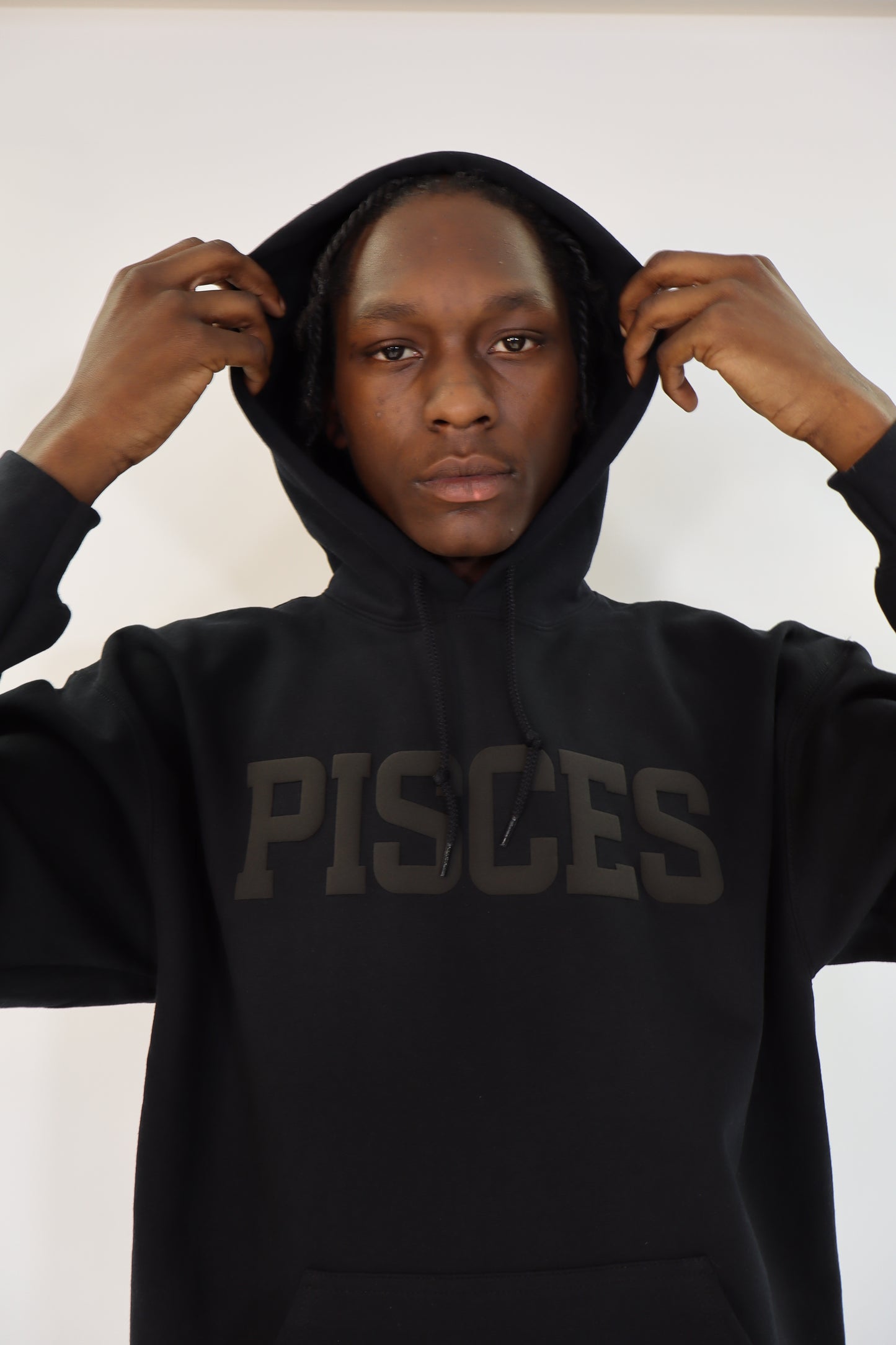 Black Zodiac Puff Print Hoodie
