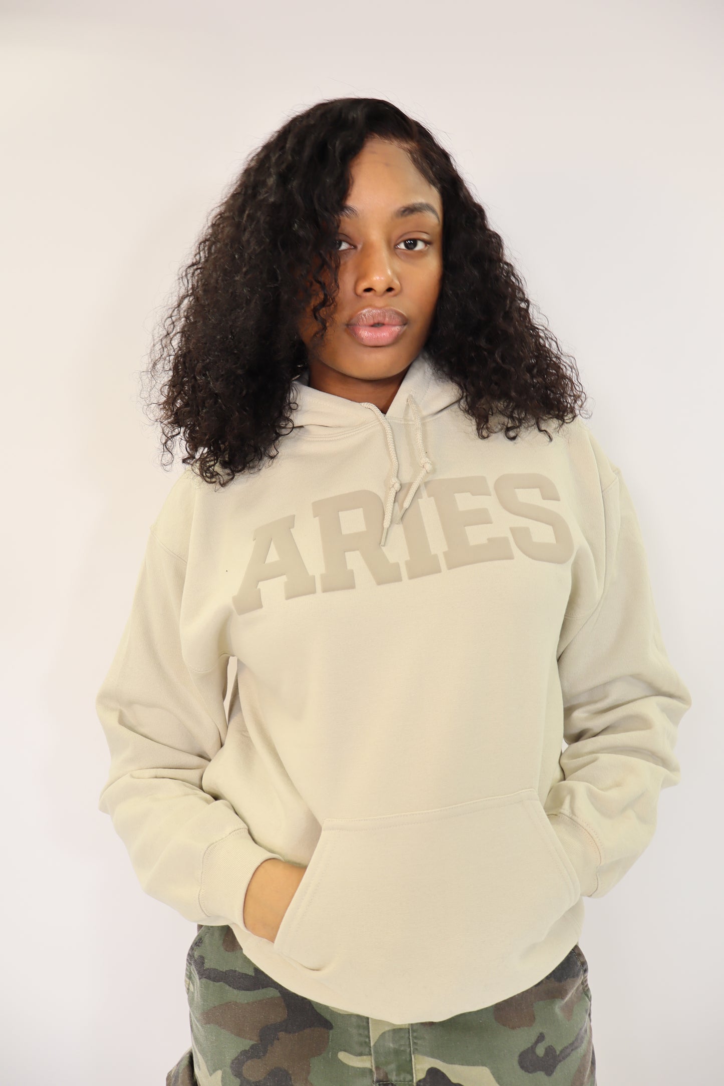 Sand Zodiac Puff Print Hoodie
