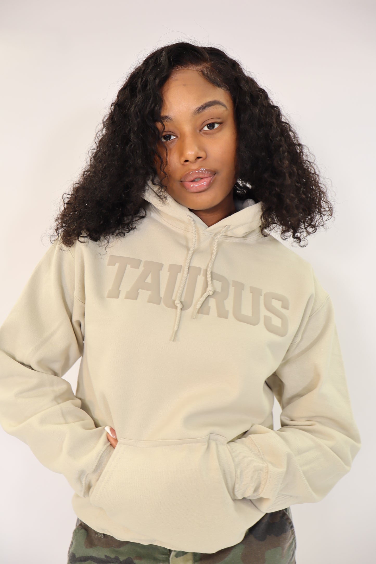 Sand Zodiac Puff Print Hoodie