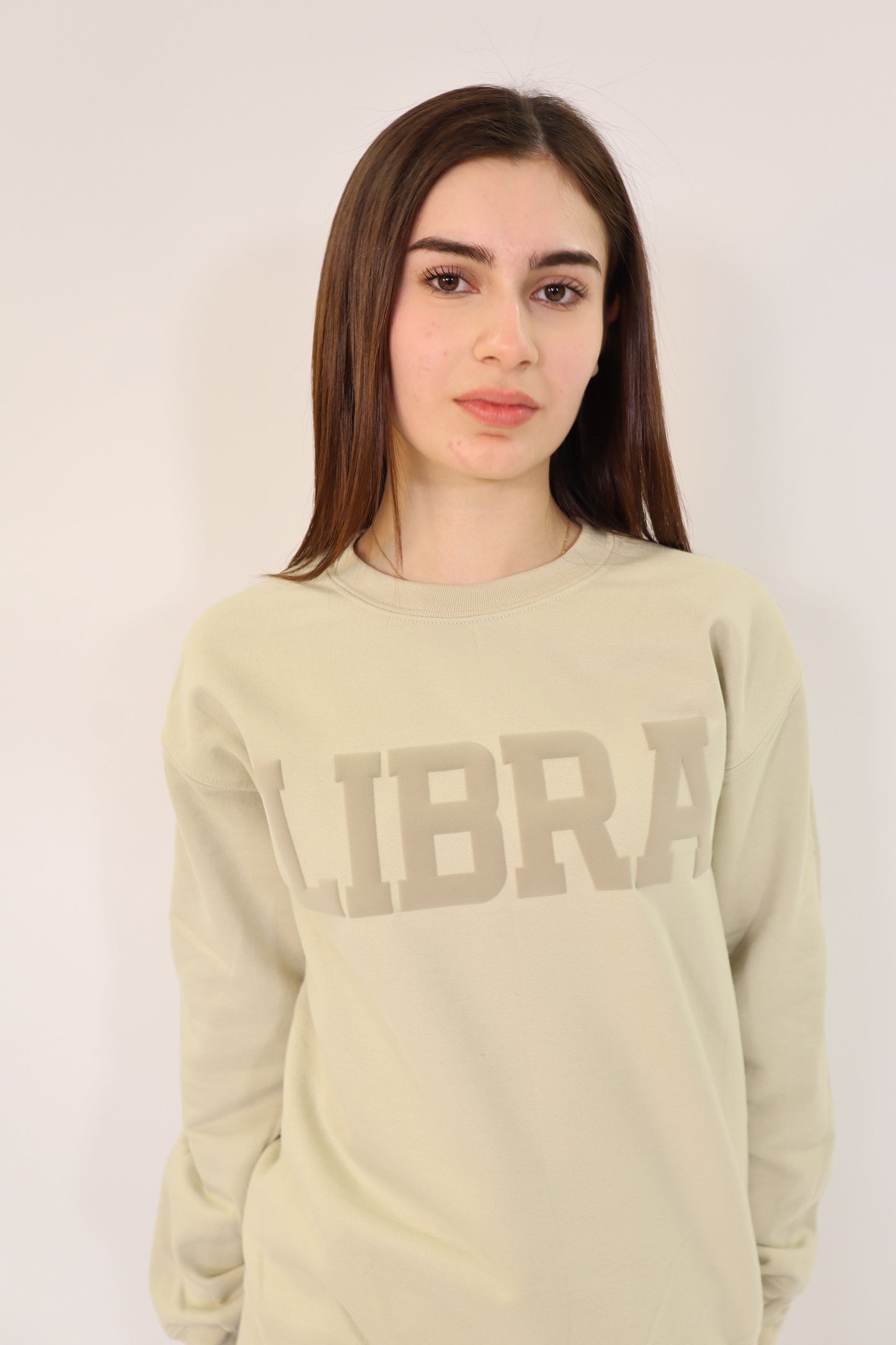 Sand Zodiac Puff Print Crewneck