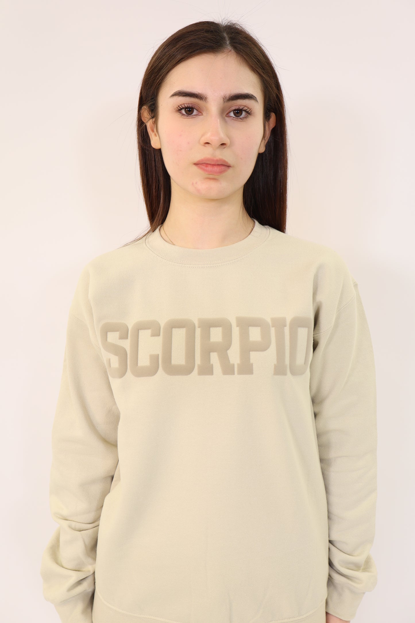 Sand Zodiac Puff Print Crewneck
