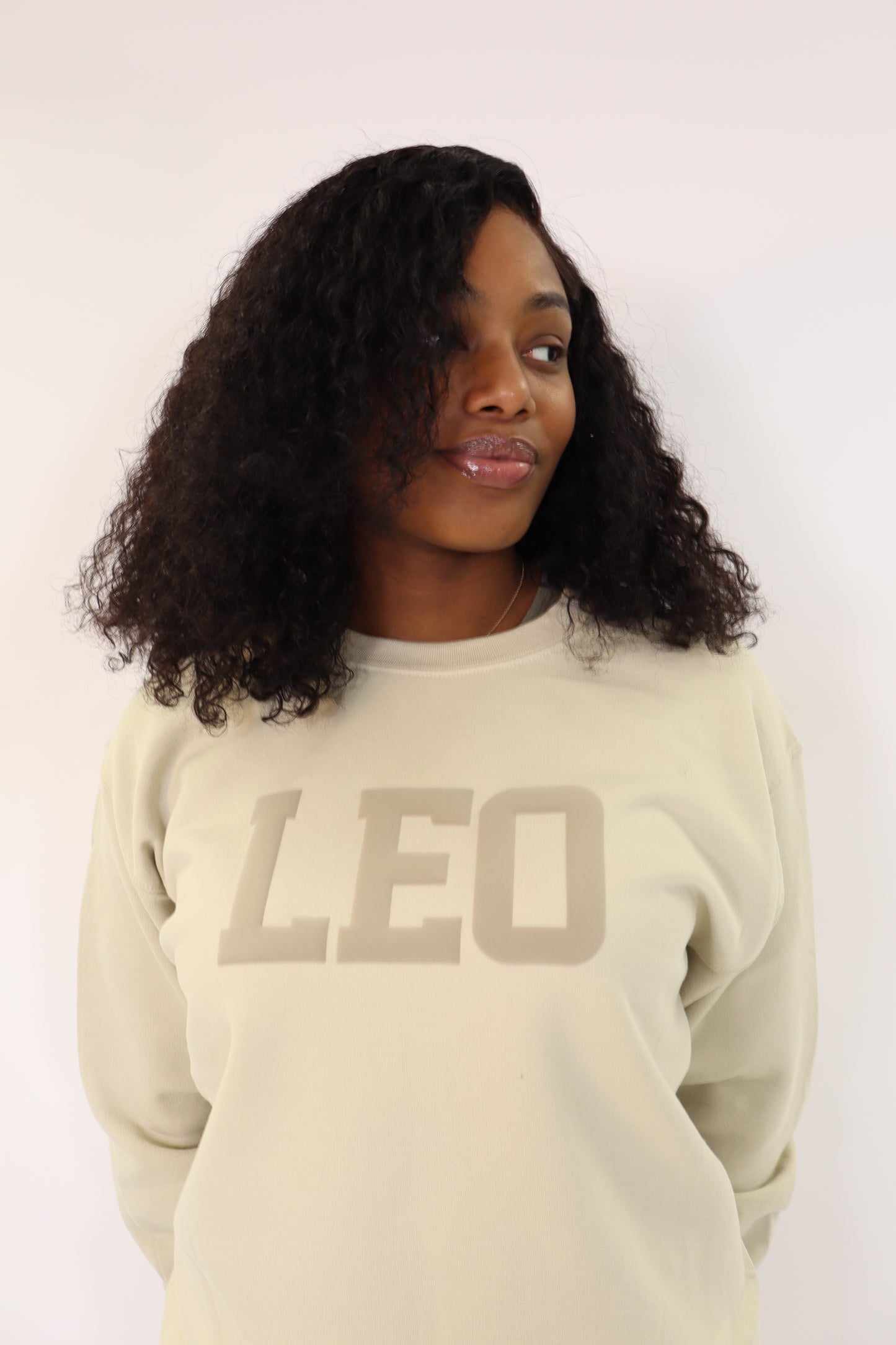 Sand Zodiac Puff Print Crewneck