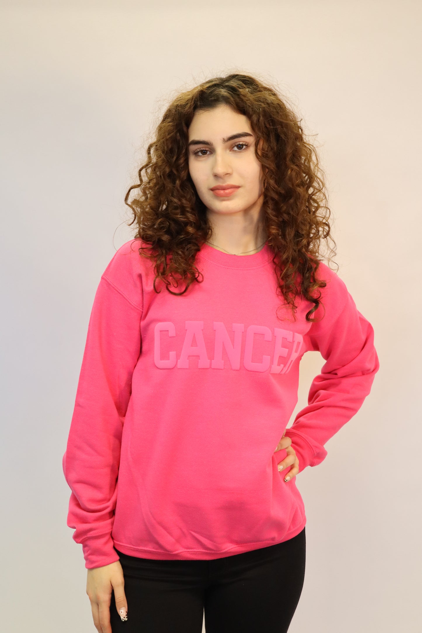 Pink Zodiac Puff Print Crewneck