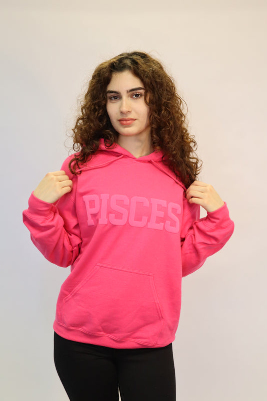 Pink Zodiac Puff Print Hoodie
