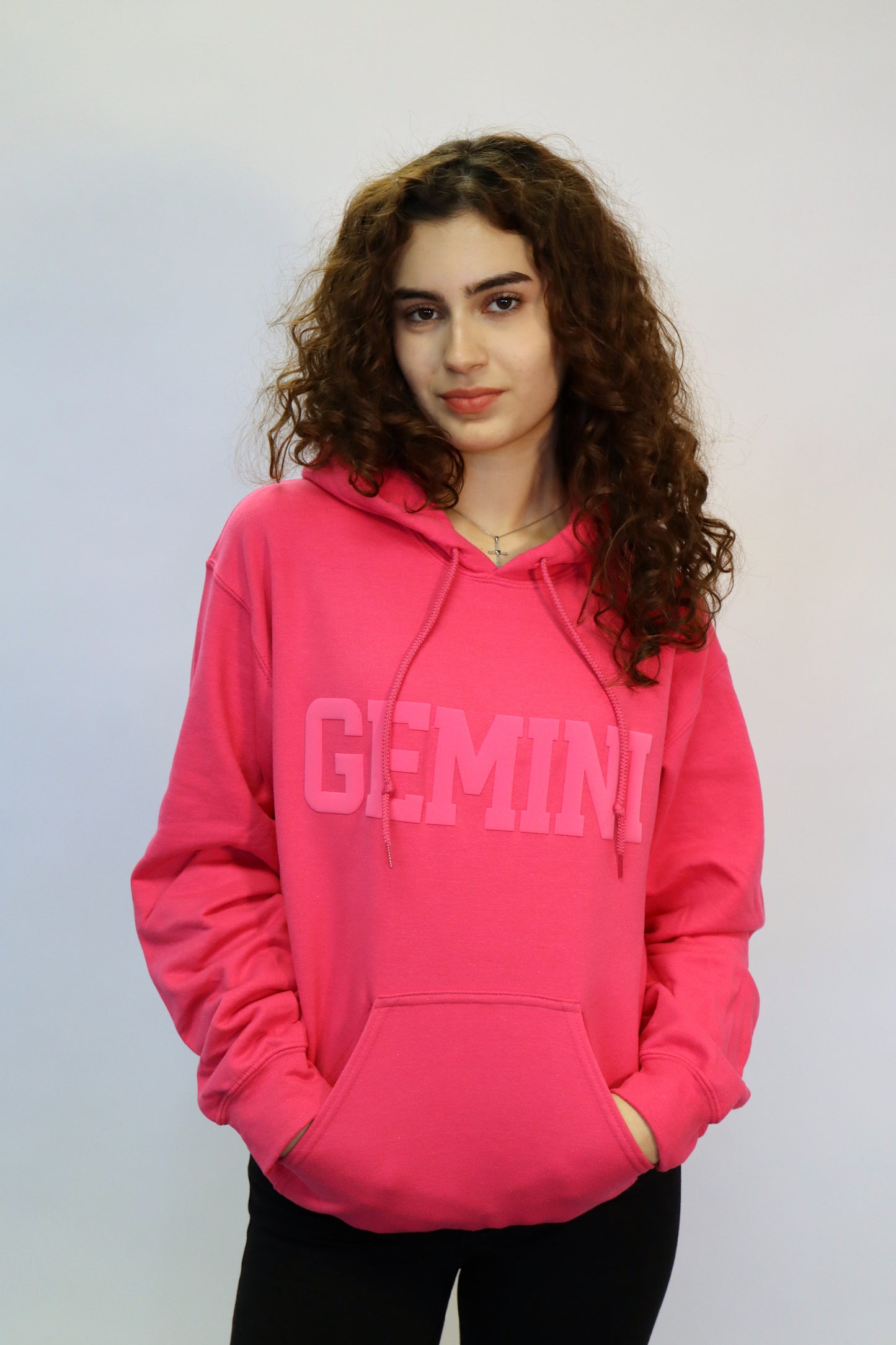 Pink Zodiac Puff Print Hoodie