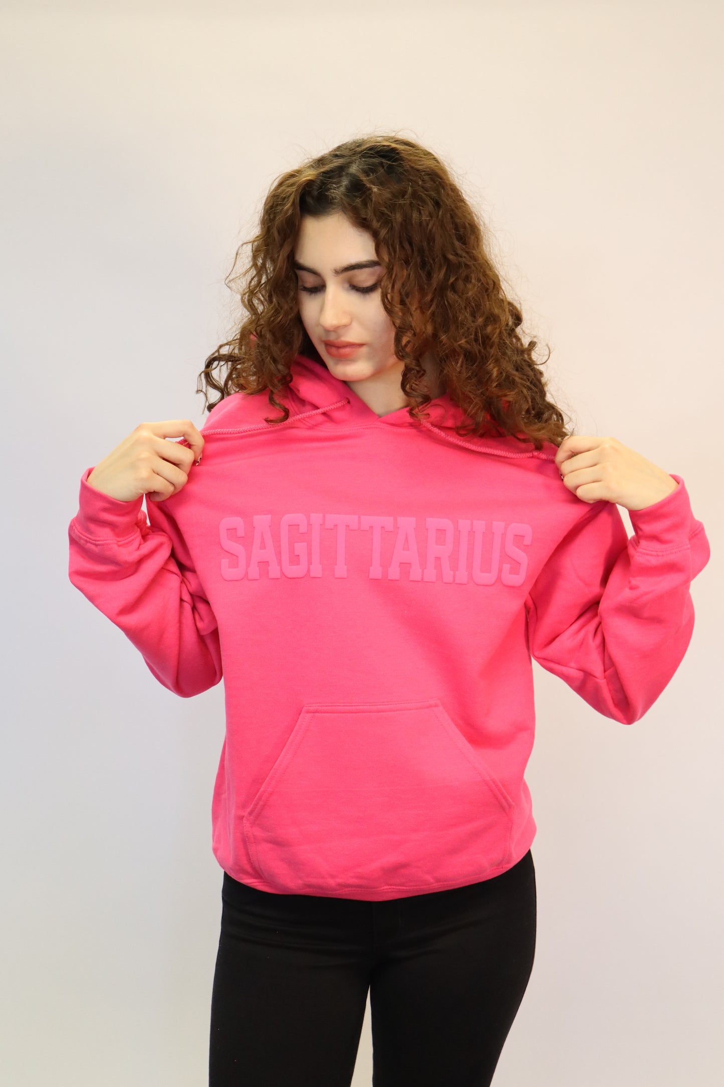 Pink Zodiac Puff Print Hoodie