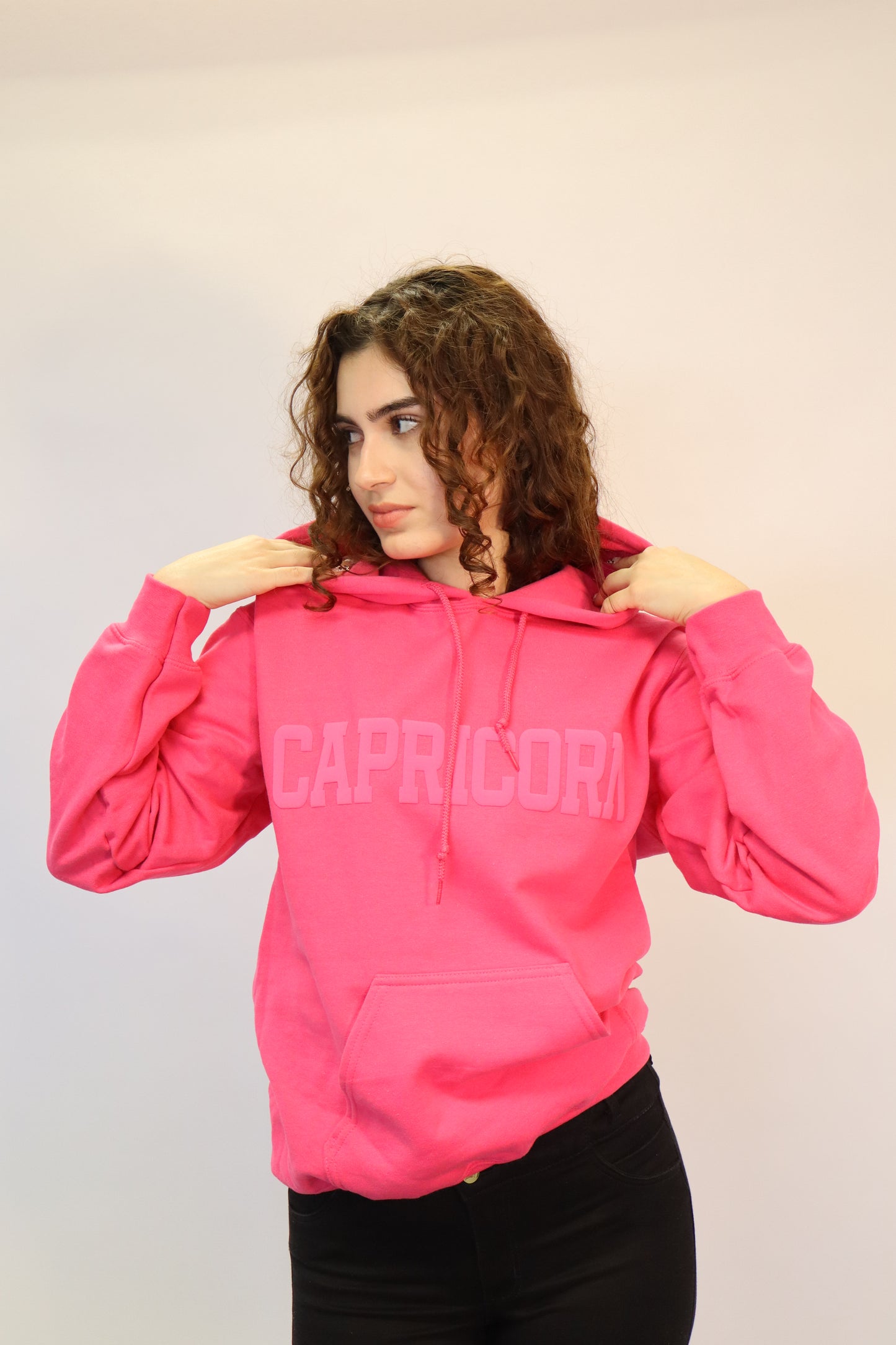 Pink Zodiac Puff Print Hoodie