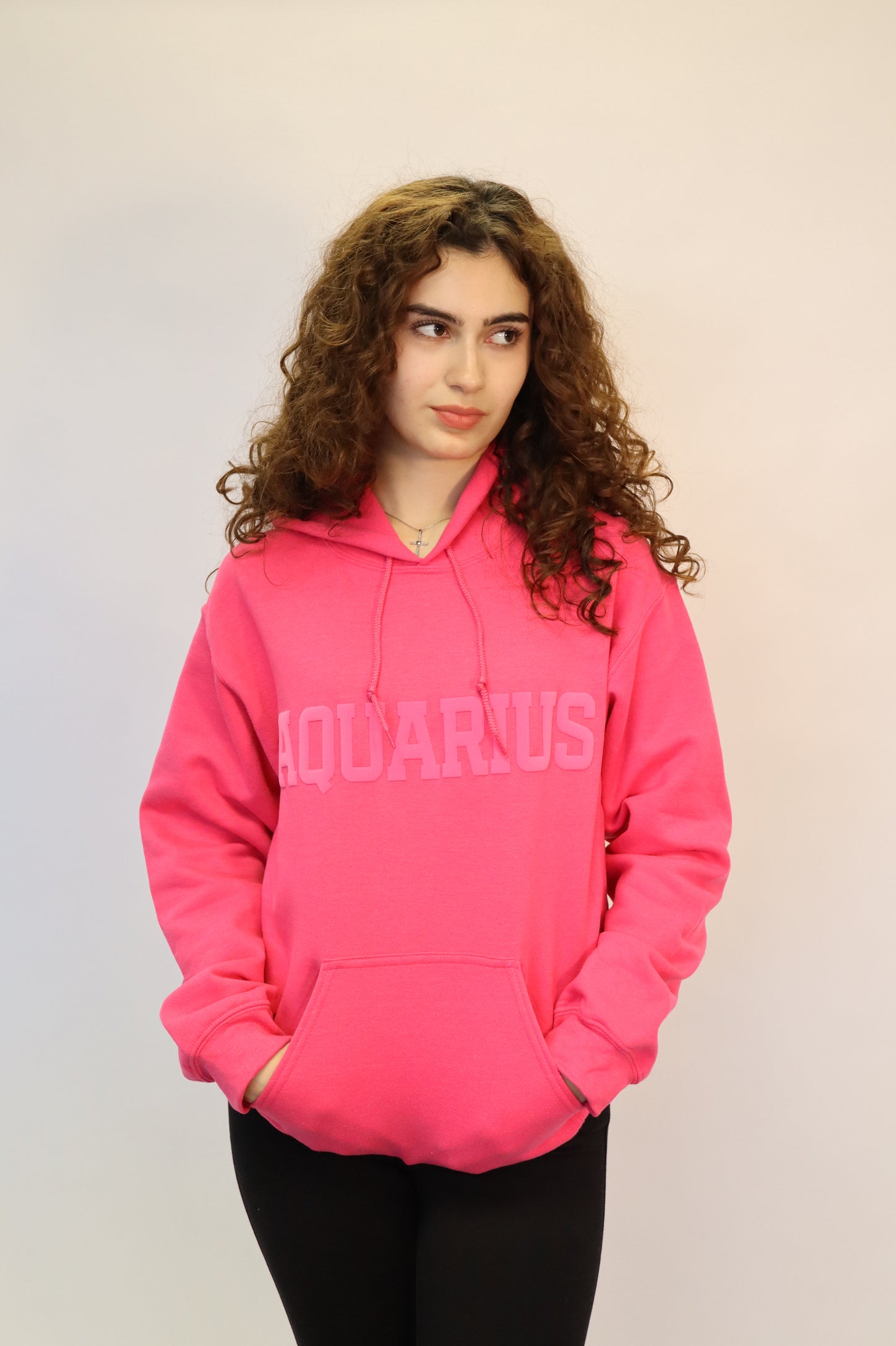 Pink Zodiac Puff Print Hoodie