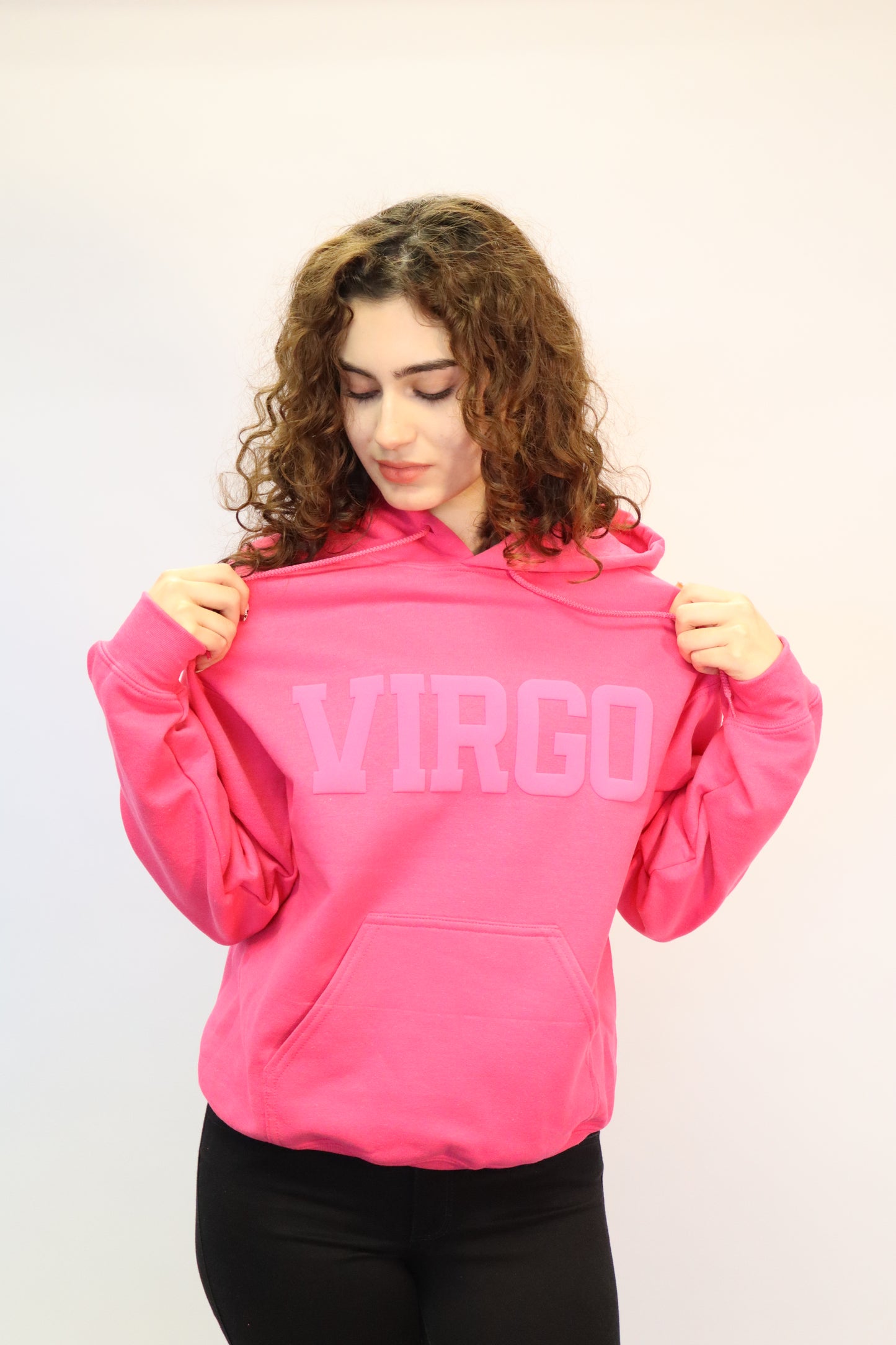Pink Zodiac Puff Print Hoodie