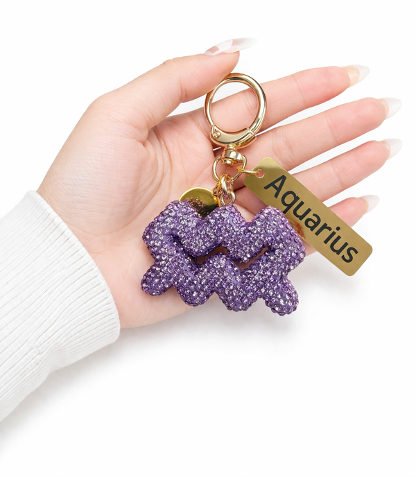 Zodiac Bedazzled Bag Charm/Keychain