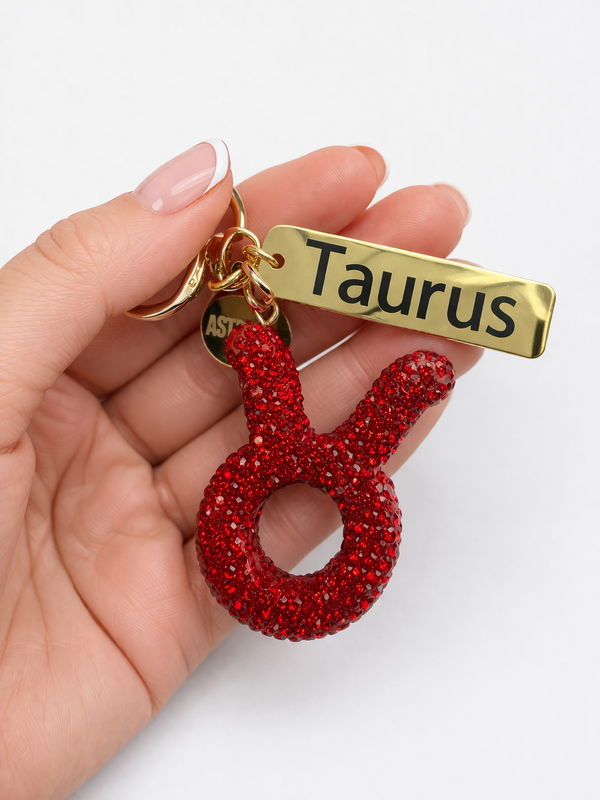 Zodiac Bedazzled Bag Charm/Keychain
