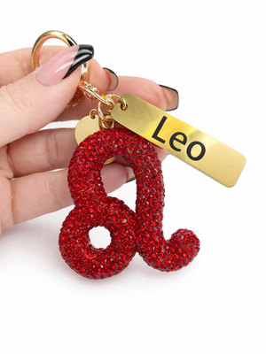 Zodiac Bedazzled Bag Charm/Keychain
