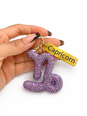 Zodiac Bedazzled Bag Charm/Keychain