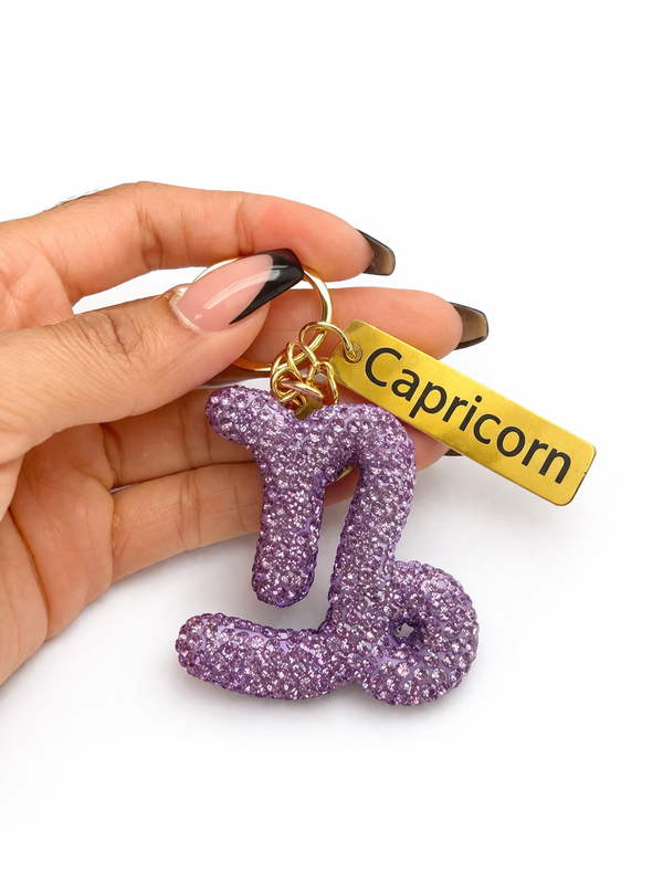 Zodiac Bedazzled Bag Charm/Keychain