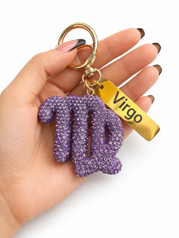 Zodiac Bedazzled Bag Charm/Keychain
