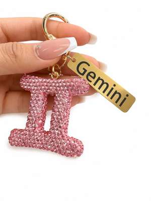 Zodiac Bedazzled Bag Charm/Keychain