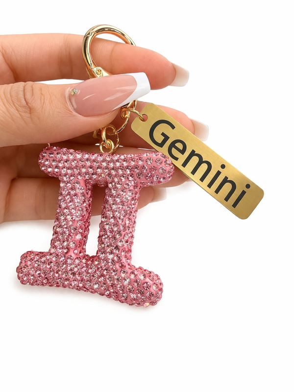 Zodiac Bedazzled Bag Charm/Keychain