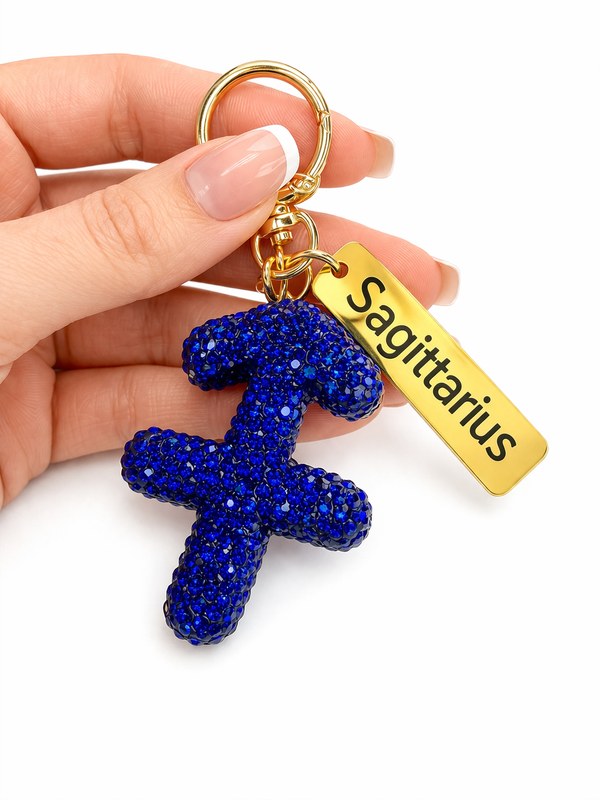 Zodiac Bedazzled Bag Charm/Keychain