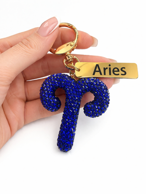 Zodiac Bedazzled Bag Charm/Keychain