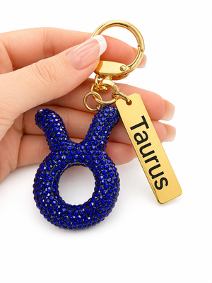 Zodiac Bedazzled Bag Charm/Keychain