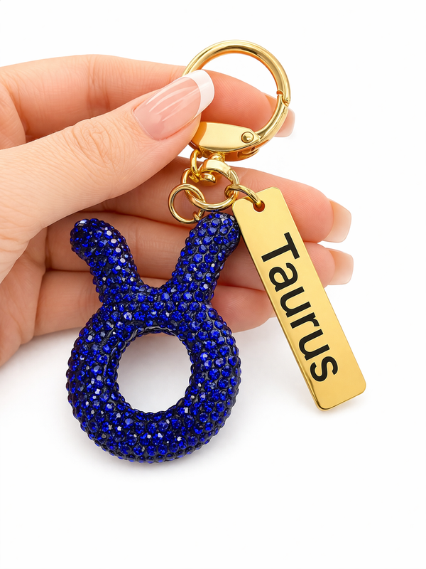 Zodiac Bedazzled Bag Charm/Keychain