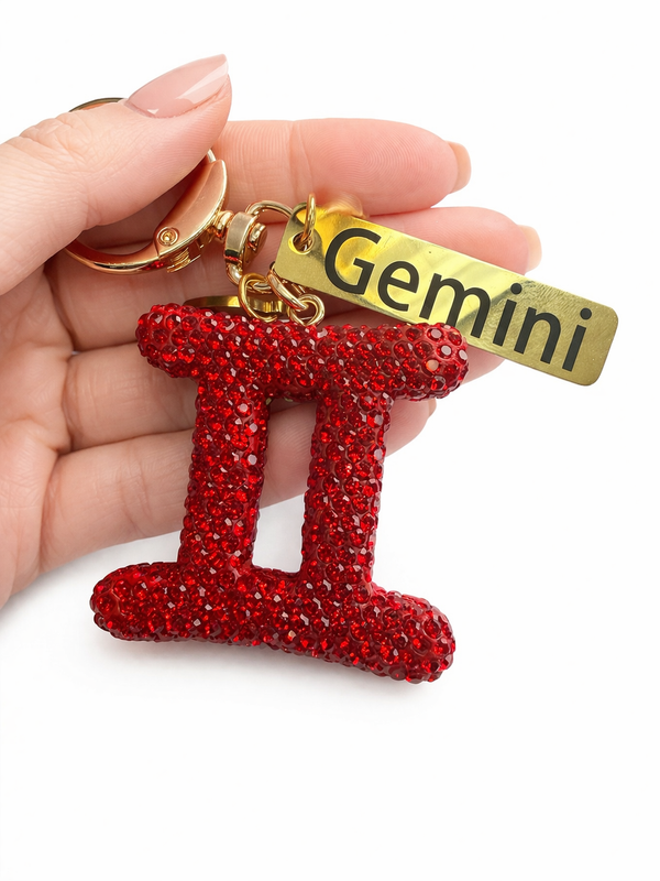 Zodiac Bedazzled Bag Charm/Keychain