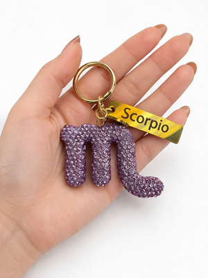 Zodiac Bedazzled Bag Charm/Keychain