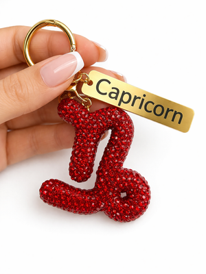 Zodiac Bedazzled Bag Charm/Keychain