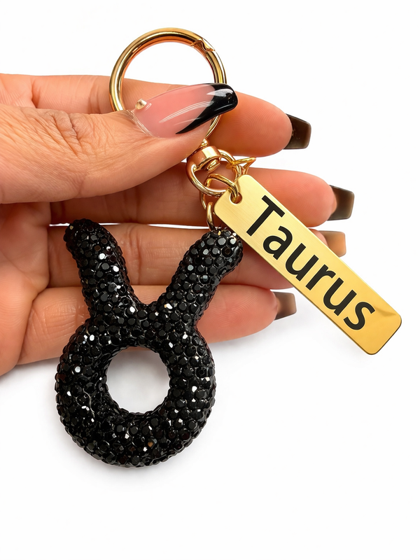 Zodiac Bedazzled Bag Charm/Keychain