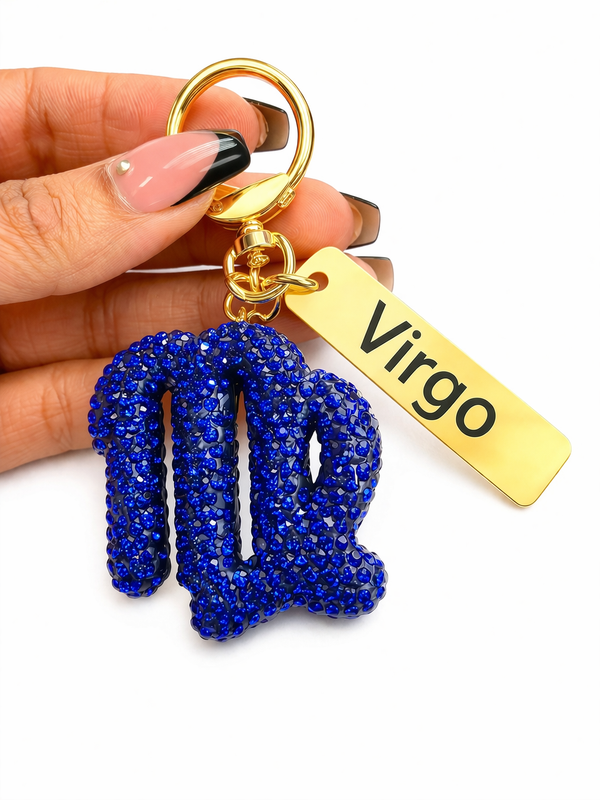 Zodiac Bedazzled Bag Charm/Keychain