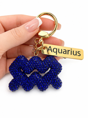 Zodiac Bedazzled Bag Charm/Keychain