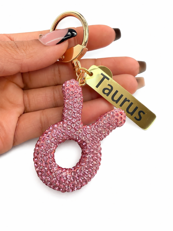 Zodiac Bedazzled Bag Charm/Keychain