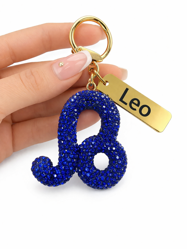 Zodiac Bedazzled Bag Charm/Keychain