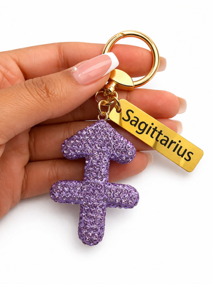 Zodiac Bedazzled Bag Charm/Keychain