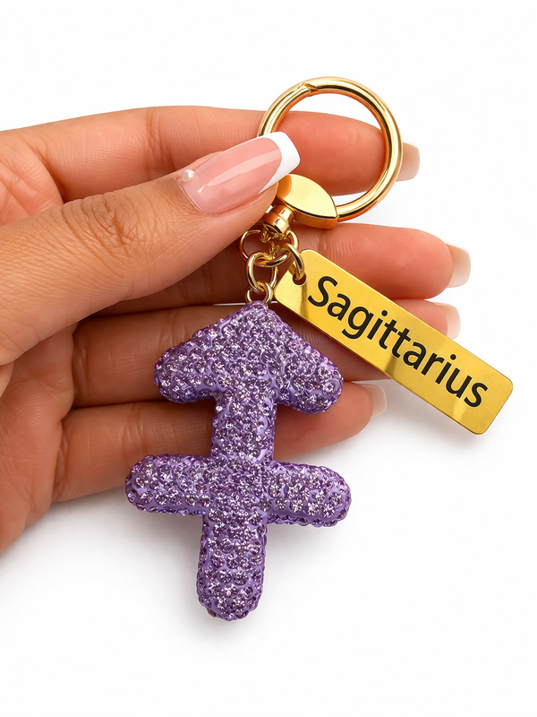 Zodiac Bedazzled Bag Charm/Keychain