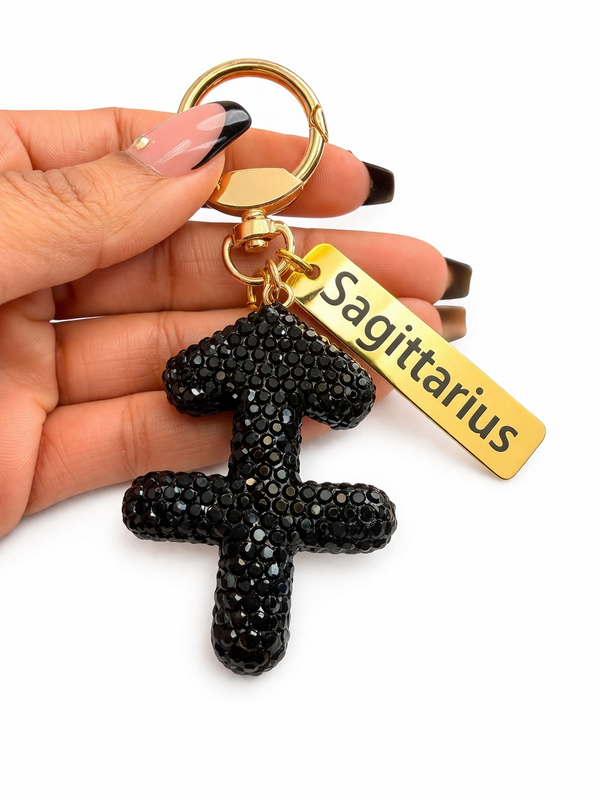 Zodiac Bedazzled Bag Charm/Keychain