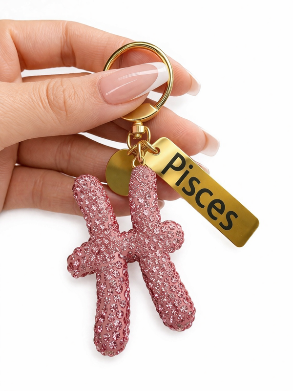 Zodiac Bedazzled Bag Charm/Keychain