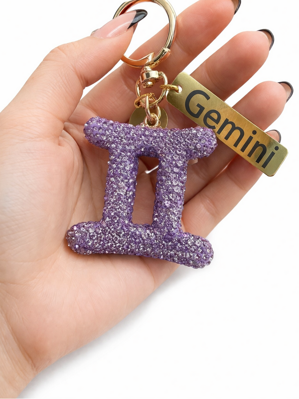 Zodiac Bedazzled Bag Charm/Keychain