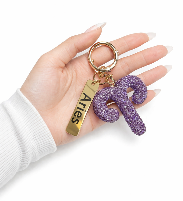 Zodiac Bedazzled Bag Charm/Keychain