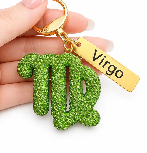 Zodiac Bedazzled Bag Charm/Keychain