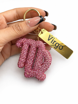 Zodiac Bedazzled Bag Charm/Keychain