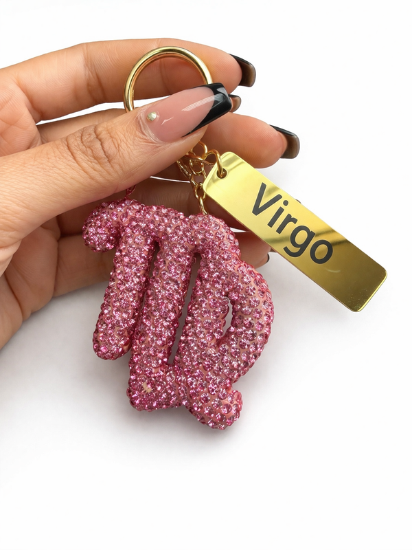 Zodiac Bedazzled Bag Charm/Keychain