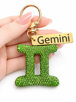 Zodiac Bedazzled Bag Charm/Keychain