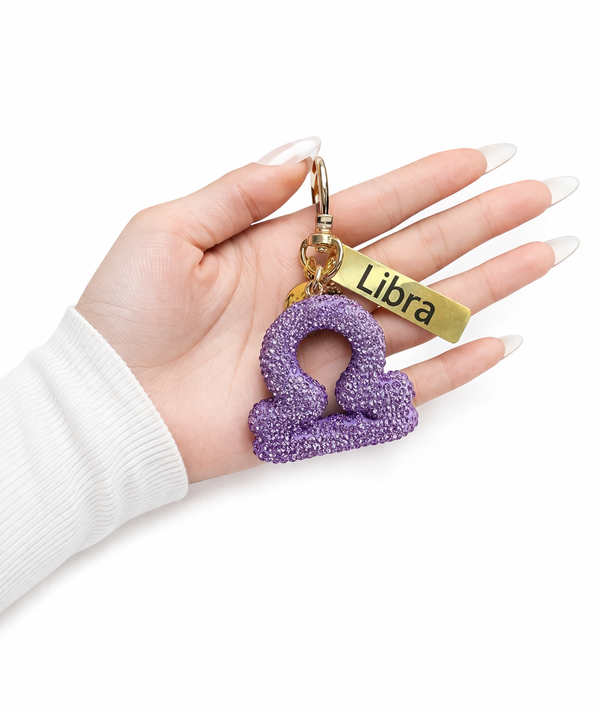 Zodiac Bedazzled Bag Charm/Keychain