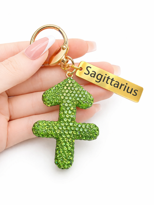 Zodiac Bedazzled Bag Charm/Keychain