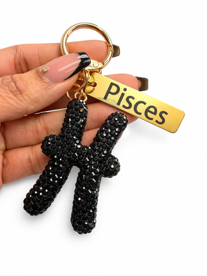 Zodiac Bedazzled Bag Charm/Keychain
