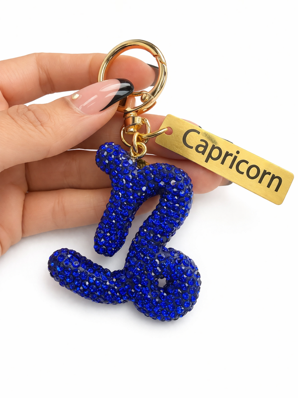 Zodiac Bedazzled Bag Charm/Keychain